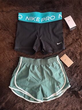 Nike Pro Compression Shorts with Mint Green Running Shorts Lot